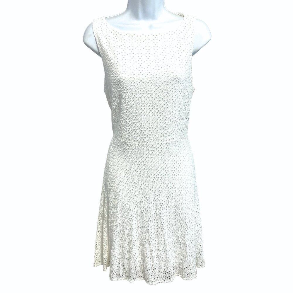Nicole Miller New York, white eyelet sheath dress, size 8